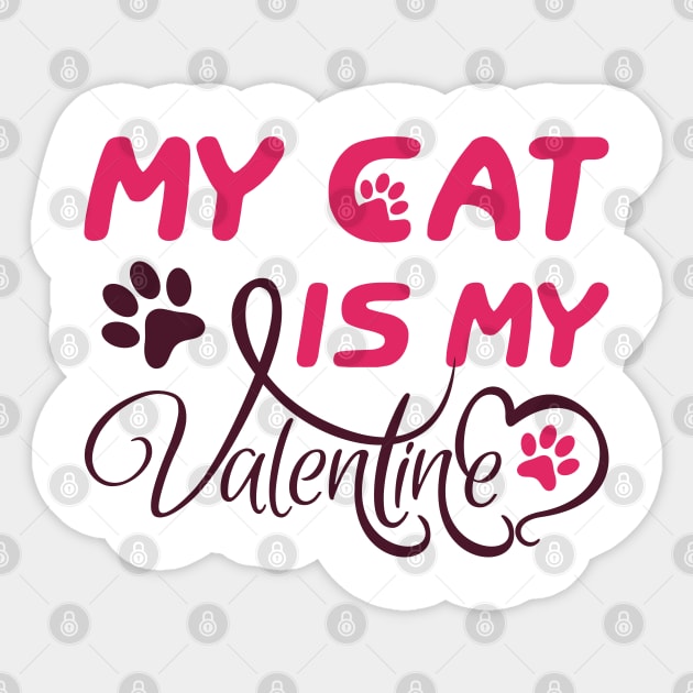 My Cat is My Valentine Sticker by zeedot